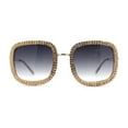 thumbnail image 1 of SA106 Womens Heavy Rhinestone Jewel Trim Metal Rim Butterfly Sunglasses Gold Smoke, 1 of 4