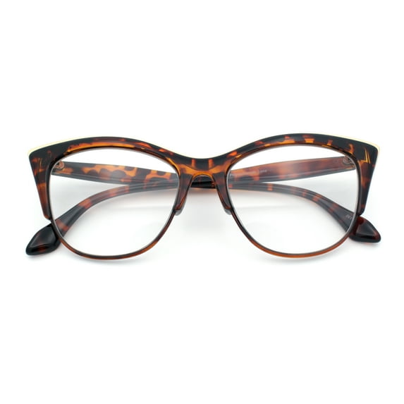 SA106 Women's Gradient Half Rim Look Cat Eye Reading Glasses, Tortoise, 1 Pair