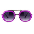 thumbnail image 1 of SA106 Womens Metal Brow Bridge Octagon Unique Aviator Sunglasses Purple, 1 of 4