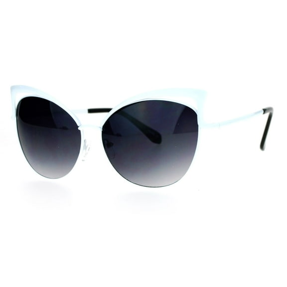 SA106 Womens Metal Lightening Bolt Eyebrow Cat Eye Sunglasses White