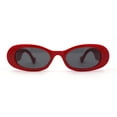 thumbnail image 1 of SA106 Womens Minimal Mod Oval Plastic Sunglasses Red Black, 1 of 4