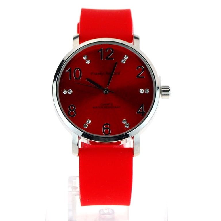 SA106 Womens Minimal Modern Silicone Round Rhinestone Analog  display picture 3