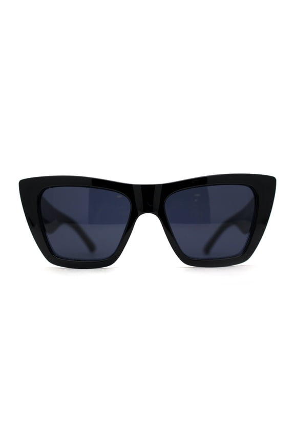 Womens Mod Oversize Cat Eye Goth Sunglasses All Black