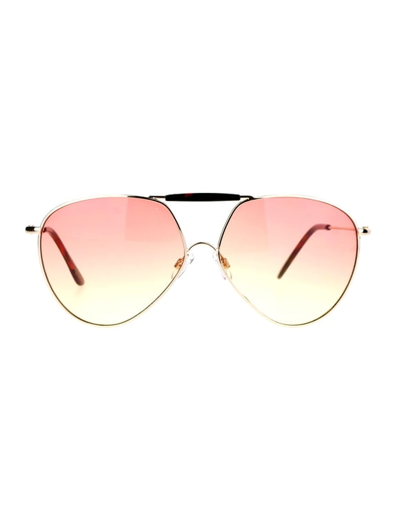 Womens Oceanic Color Gradient Lens Retro Aviator Sunglasses Gold Red Yellow
