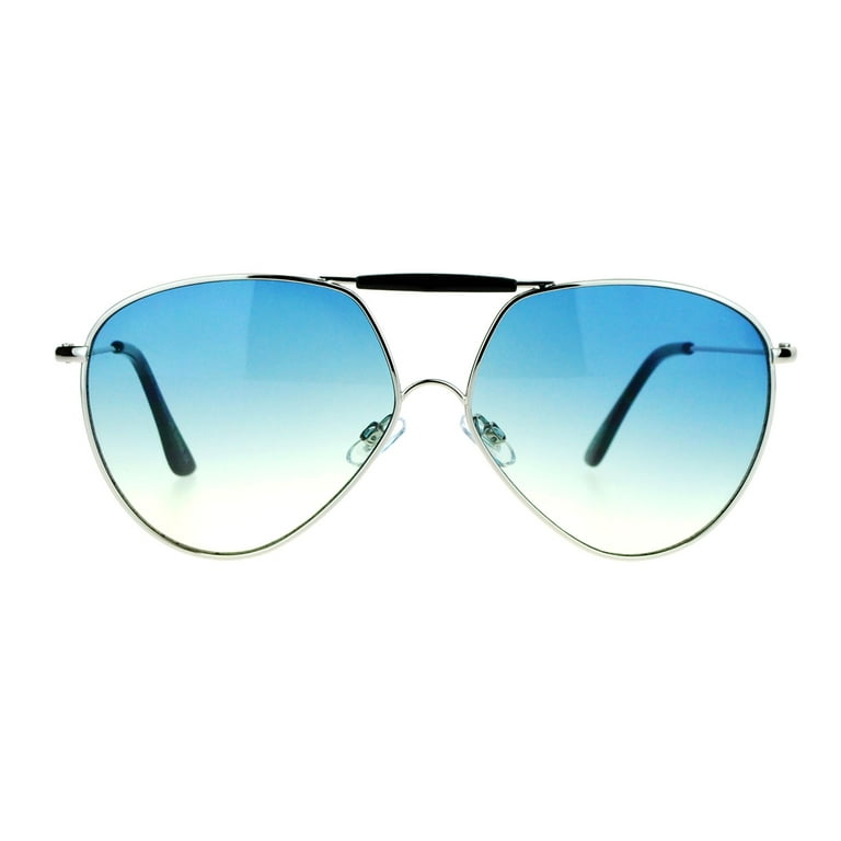 SA106 Womens Oceanic Color Gradient Lens Retro Aviator Sunglasses Silver Blue Yellow