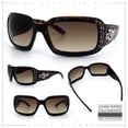 thumbnail image 1 of SA106 Womens Oversized Rectangle Sunglasses Rhinestone Treble Clef Music Motif Arms Tortoise Frame - Gradient Brown Lens, 1 of 6