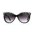 thumbnail image 1 of SA106 Womens Reptile Leather Trim Oversize Butterfly Sunglasses Beige, 1 of 4