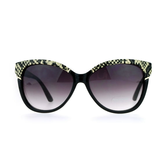 SA106 Womens Reptile Leather Trim Oversize Butterfly Sunglasses Beige