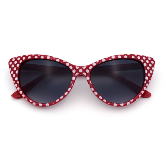 SA106 Womens Retro Cat Eye Polka Dot Vintage 50s UV400 Sunglasses / Red