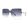 thumbnail image 1 of SA106 Womens Rhinestone Jewel Arm Rimless Block Lens Shield Sunglasses Gold Smoke, 1 of 4