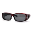 thumbnail image 1 of SA106 Womens Rhinestone Polarized Lens Rectangular 60mm Fit Over Sunglasses Red Black, 1 of 4