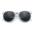thumbnail image 1 of SA106 Womens Ruffled Edge Horn Rim Hipster Fashion Sunglasses Frost White - Black, 1 of 9
