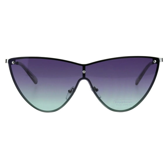 SA106 Womens Shield Exposed Edge Chic Large Cateye Sunglasses Purple Green