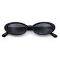 thumbnail image 1 of SA106 Womens Simple Classical Oval Thin Plastic Sunglasses / All Black, 1 of 6