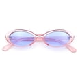 thumbnail image 1 of SA106 Womens Simple Classical Oval Thin Plastic Sunglasses / Pink Frame - Blue Lens, 1 of 8