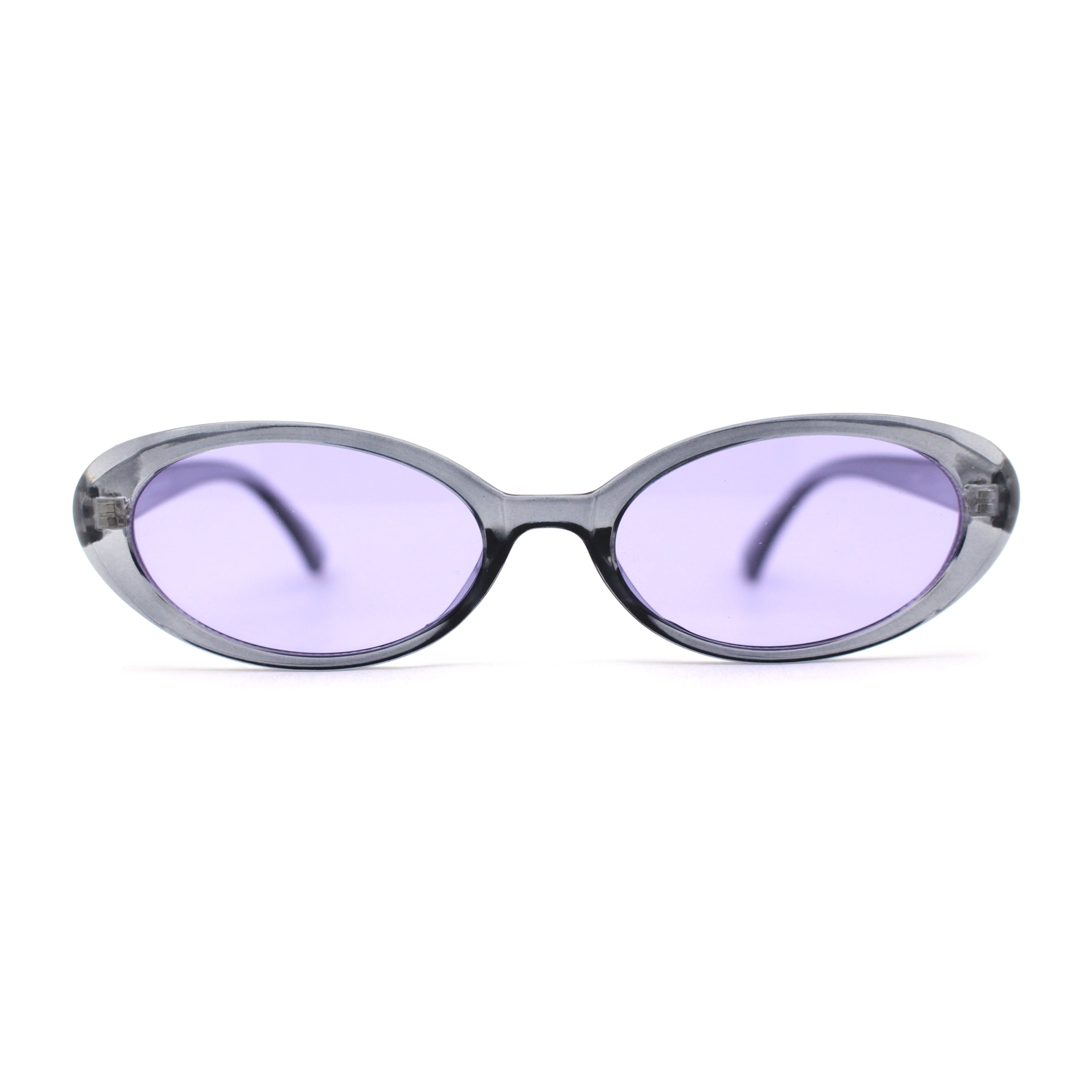 Sa106 Womens Simple Classical Oval Thin Plastic Sunglasses Slate Purple