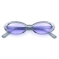 thumbnail image 1 of SA106 Womens Simple Classical Oval Thin Plastic Sunglasses / Slate Frame - Purple Lens, 1 of 8