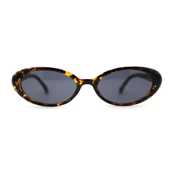 SA106 Womens Simple Classical Oval Thin Plastic Sunglasses Tortoise Black