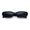 thumbnail image 1 of SA106 Womens Slim Retro Mod Narrow Rectangle Sunglasses Gold-Tone Temple Hinge / All Black, 1 of 7