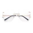 thumbnail image 1 of Gold Luxury Fashion Rectangular Rimless Oversize Butterfly Clear Lens Eye Glasses, 1 of 8