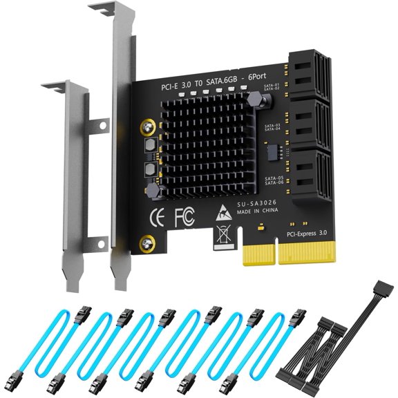 SA3026C 6-Port SATA Expansion Card, PCIE X4 Interface