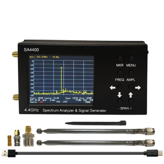 SA4400 Portable RF Spectrum Analyzer 45MHz-4400MHz with Tracking Generator 3.2 Inch Touch Screen Battery Powered Signal Testing Tool