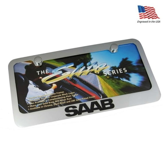 SAAB Chrome Brass License Plate Frame (Chrome)