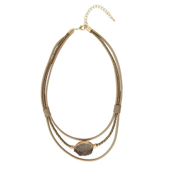 SAACHI Multi Strand Taupe Druzy Necklace