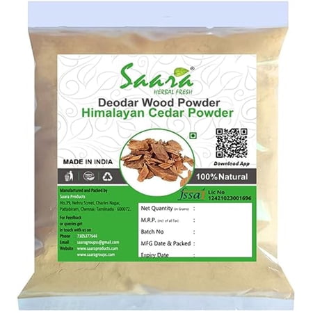 SAARA Deodar Wood Powder | Cedrus Deodara Powder | Himalayan Cedar Wood | Devadaru Wood Cedar Tree Powder 100g