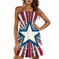 thumbnail image 1 of SAATLERI 4th of July Dress Women's American Flag Patriotic Strapless Tube Mini Sundress Off Shoulder A Line Summer Dresses, 1 of 5