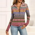 thumbnail image 1 of SAATLERI Button Down Shirt for Women V Neck Collared Polo Shirts Dressy Floral Printed Long Sleeve Blouse Free Business Casual Work Office Tops, 1 of 5