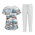 thumbnail image 1 of SAATLERI Christmas Womens Scrubs Set V Neck Top and Pant Cute Xmas Print Christmas Medical Uniform Jogger Suit Pocketed Nurse Workwear, 1 of 5
