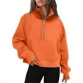 thumbnail image 1 of SAATLERI Croped Sweatshirt Womens Half Zip Oversized Casual Pullover Long Sleeve Collar Tops Fall Fashion 2025 Winter Clothes, 1 of 3
