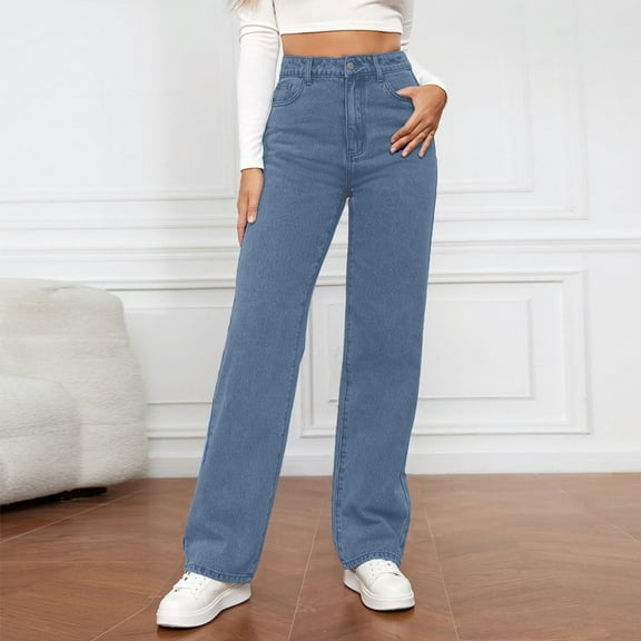 SAATLERI Denim Pants for Women High Waisted Wide Leg Baggy Jeans Trendy Casual Baggy Y2k Boyfried Trouser Jeans with Pockets