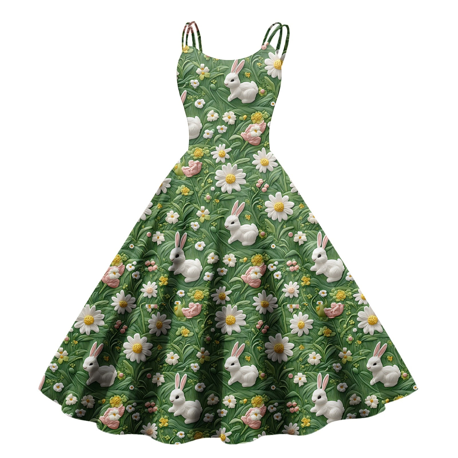 Plus Size Women Plaid Farm Bow Rabbit Bunny Cottagecore Pastel Dress