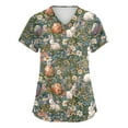 thumbnail image 1 of SAATLERI Easter Scrub Tops Womens Cute Bunny Eggs Print Short Sleeve V-Neck Plus Size Shirts Tee Tops With Pockets Working Uniform, 1 of 5