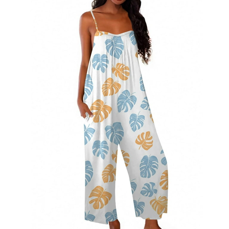 SAATLERI Hawaiian Print Jumpsuits for Women Dressy Funny Tropical