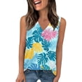 thumbnail image 1 of SAATLERI Hawaiian Print Sleeveless Shirt for Women V-Neck Casual Loose Fit Summer Essential Tops Tropical Comfortable Blouse, 1 of 5