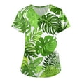 thumbnail image 1 of SAATLERI Hawaiian Scrubs for Women Cute Graphic Print Nurse Uniforms Short Sleeve V Neck Stretchy Scrub Shirts for Women, 1 of 4