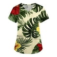 thumbnail image 1 of SAATLERI Hawaiian Scrubs for Women Cute Graphic Print Nurse Uniforms Short Sleeve V Neck Stretchy Scrub Shirts for Women, 1 of 4