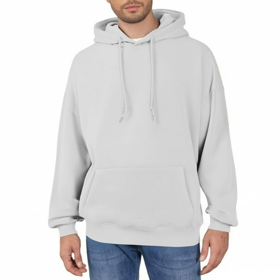SAATLERI Hoodies for Men Fall Fleece Lined Loose Fit Sweatshirts Casual Drawstring Long Sleeve Pullover With Kangaroo Pocket