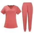 thumbnail image 1 of SAATLERI Jogger Scrubs for Women Nursing Uniforms Set V-Neck Top & Pockets Scrub Pants Cozy Fit Medical Workwear, 1 of 6