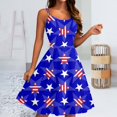 thumbnail image 1 of SAATLERI July 4th Dresses for Women American Flag Spaghetti Strap Independence Day Dresses A Line Sleeveless Summer Party Punk Dress, 1 of 5