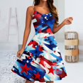 thumbnail image 1 of SAATLERI July 4th Dresses for Women Flag Spaghetti Strap Patriotic Dress A Line Sleeveless Casual Cocktail Midi Evening Party Dress, 1 of 5