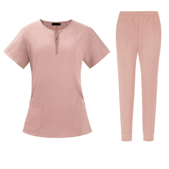 SAATLERI Medical Scrubs for Women Men Cozy Fit Scrub Set with Top Pants Nurse Uniforms Workwear