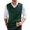 thumbnail image 1 of SAATLERI Men's Sweater Vest V Neck Casual Sleeveless Business Work Pullover Solid Color Cable Knitted Sweaters Vests, 1 of 6