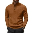 thumbnail image 1 of SAATLERI Mens Quarter Zip Pullover Long Sleeve Cable Knit Mock Neck Polo Soft Casual Pullover Sweaters, 1 of 3