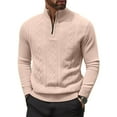 thumbnail image 1 of SAATLERI Mens Quarter Zip Pullover Sweater Casual Mock Neck Slim Fit Checkered Knitted Polo Sweaters, 1 of 3