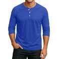 thumbnail image 1 of SAATLERI Mens Shirts Casual Slim Fit Henley Raglan Shirt Stretch Button Down Baseball Men's T-Shirts, 1 of 7