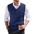 thumbnail image 1 of SAATLERI Mens Sweater Vest V Neck Knitted Pullover Business Tops Sleeveless Relaxed Fit Knitwear Vests, 1 of 5